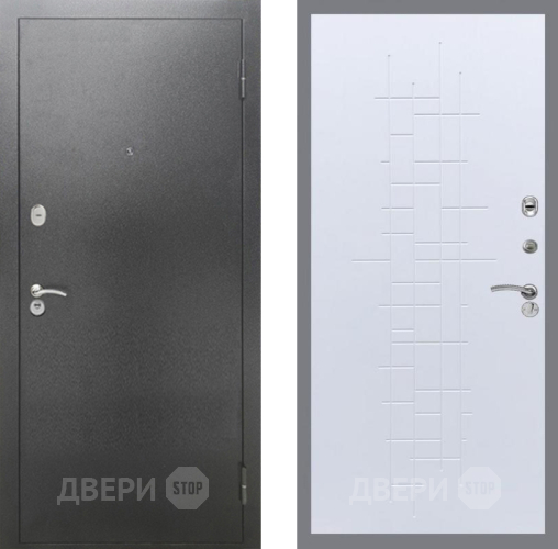 Входная металлическая Дверь Рекс (REX) 2А Серебро Антик FL-289 Белый ясень в Пущино