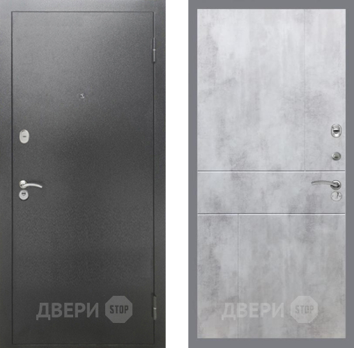 Входная металлическая Дверь Рекс (REX) 2А Серебро Антик FL-290 Бетон светлый в Пущино