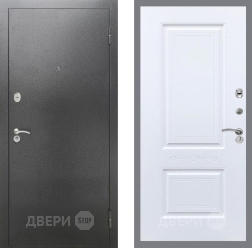 Входная металлическая Дверь Рекс (REX) 2А Серебро Антик Смальта Силк Сноу в Пущино