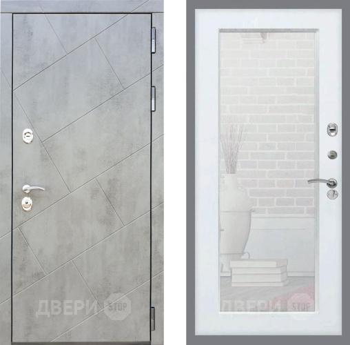 Входная металлическая Дверь Рекс (REX) 22 Зеркало Пастораль Силк Сноу в Пущино
