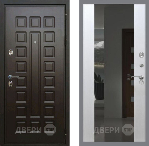 Входная металлическая Дверь Рекс (REX) Премиум 3к СБ-16 Зеркало Белый ясень в Пущино