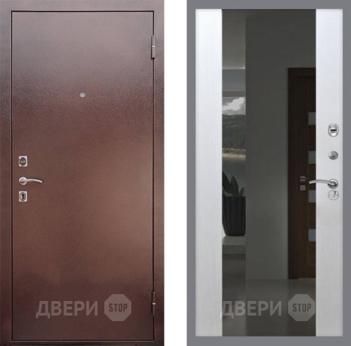 Входная металлическая Дверь Рекс (REX) 1 СБ-16 Зеркало Белый ясень в Пущино