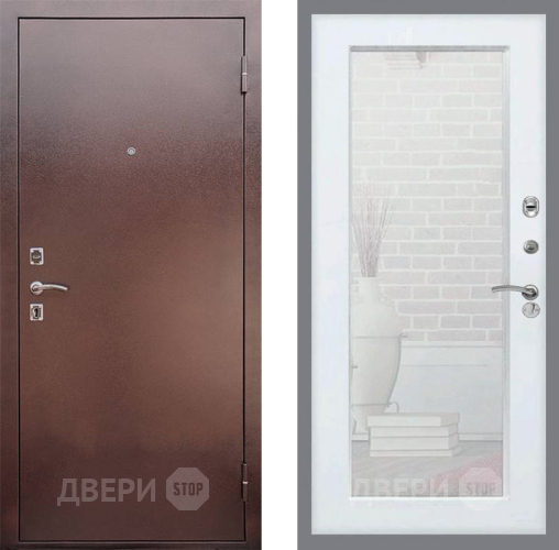 Входная металлическая Дверь Рекс (REX) 1 Зеркало Пастораль Силк Сноу в Пущино