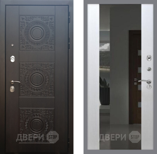 Входная металлическая Дверь Рекс (REX) 10 СБ-16 Зеркало Белый ясень в Пущино