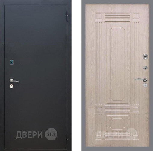 Входная металлическая Дверь Рекс (REX) 1A Черный Муар FL-2 Беленый дуб в Пущино