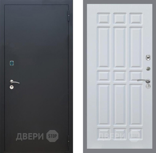Входная металлическая Дверь Рекс (REX) 1A Черный Муар FL-33 Белый ясень в Пущино