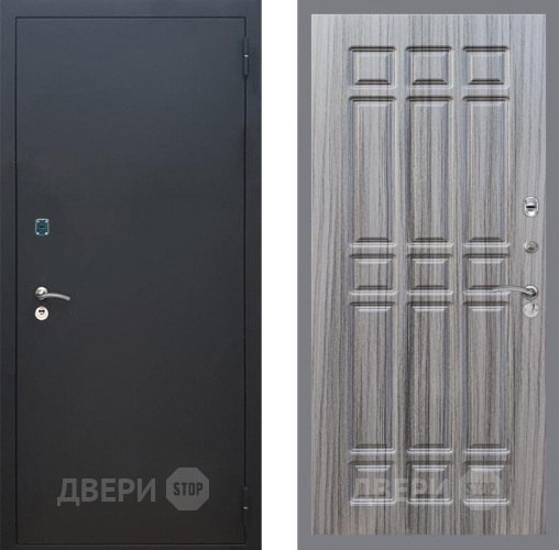 Входная металлическая Дверь Рекс (REX) 1A Черный Муар FL-33 Сандал грей в Пущино