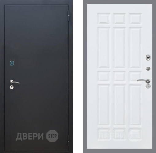 Входная металлическая Дверь Рекс (REX) 1A Черный Муар FL-33 Силк Сноу в Пущино