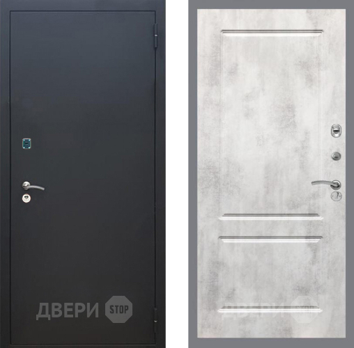 Входная металлическая Дверь Рекс (REX) 1A Черный Муар FL-117 Бетон светлый в Пущино