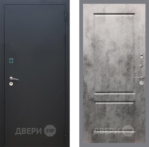 Входная металлическая Дверь Рекс (REX) 1A Черный Муар FL-117 Бетон темный в Пущино