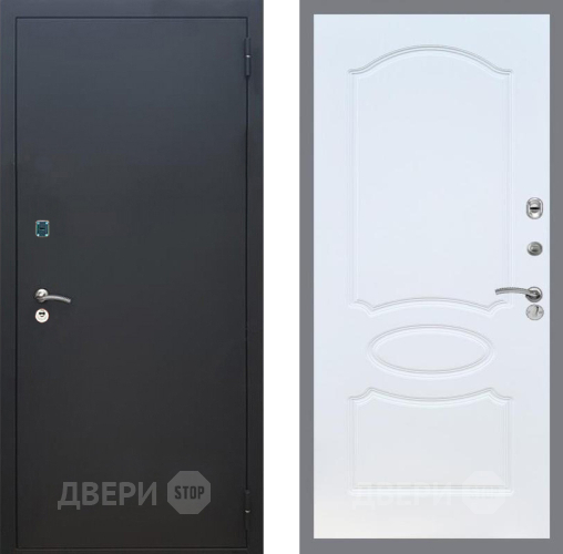 Входная металлическая Дверь Рекс (REX) 1A Черный Муар FL-128 Белый ясень в Пущино