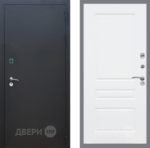 Входная металлическая Дверь Рекс (REX) 1A Черный Муар FL-243 Силк Сноу в Пущино