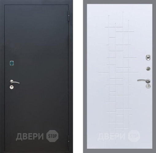 Входная металлическая Дверь Рекс (REX) 1A Черный Муар FL-289 Белый ясень в Пущино