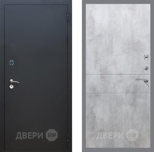 Входная металлическая Дверь Рекс (REX) 1A Черный Муар FL-290 Бетон светлый в Пущино