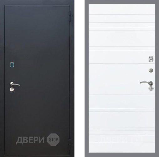 Входная металлическая Дверь Рекс (REX) 1A Черный Муар Line Силк Сноу в Пущино