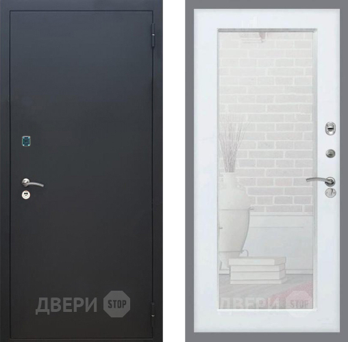 Входная металлическая Дверь Рекс (REX) 1A Черный Муар Зеркало Пастораль Белый ясень в Пущино