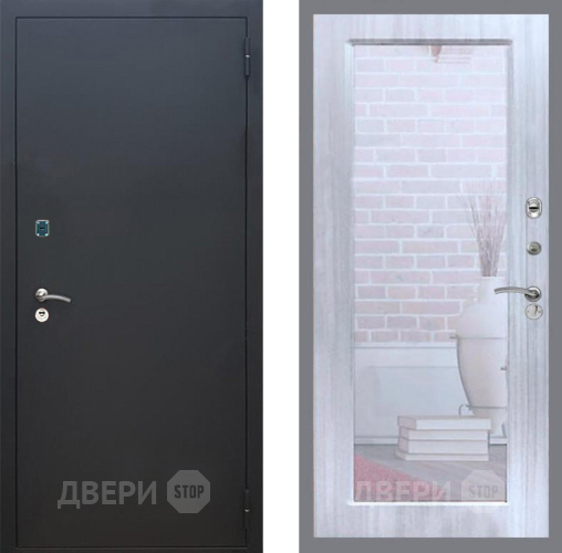 Входная металлическая Дверь Рекс (REX) 1A Черный Муар Зеркало Пастораль Сандал белый в Пущино
