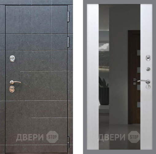 Входная металлическая Дверь Рекс (REX) 21 СБ-16 Зеркало Белый ясень в Пущино