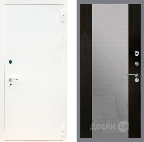Входная металлическая Дверь Рекс (REX) 1А Белая шагрень СБ-16 Зеркало Венге в Пущино