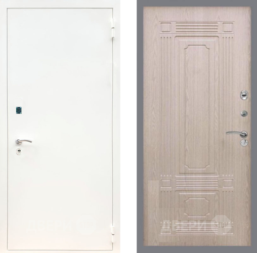 Входная металлическая Дверь Рекс (REX) 1А Белая шагрень FL-2 Беленый дуб в Пущино