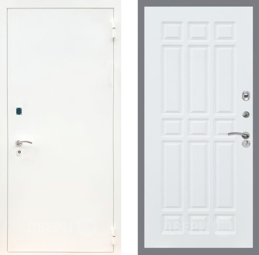 Входная металлическая Дверь Рекс (REX) 1А Белая шагрень FL-33 Силк Сноу в Пущино