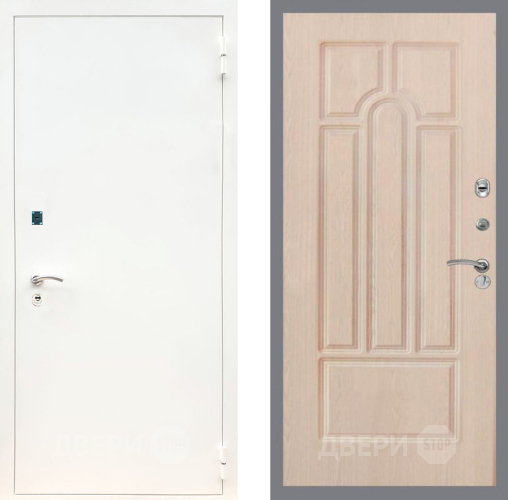 Входная металлическая Дверь Рекс (REX) 1А Белая шагрень FL-58 Беленый дуб в Пущино