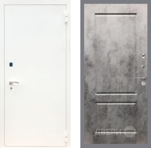 Входная металлическая Дверь Рекс (REX) 1А Белая шагрень FL-117 Бетон темный в Пущино
