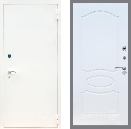 Входная металлическая Дверь Рекс (REX) 1А Белая шагрень FL-128 Белый ясень в Пущино