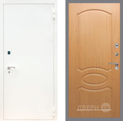 Входная металлическая Дверь Рекс (REX) 1А Белая шагрень FL-128 Дуб в Пущино
