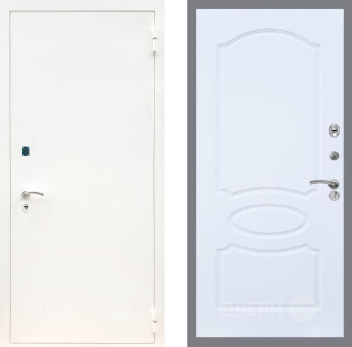 Входная металлическая Дверь Рекс (REX) 1А Белая шагрень FL-128 Силк Сноу в Пущино