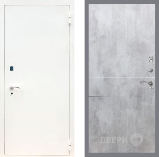 Входная металлическая Дверь Рекс (REX) 1А Белая шагрень FL-290 Бетон светлый в Пущино