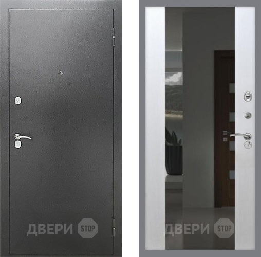 Входная металлическая Дверь Рекс (REX) Сити СБ-16 Зеркало Белый ясень в Пущино