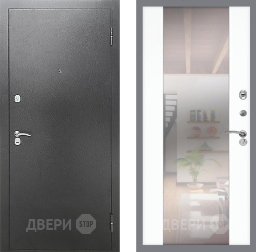 Входная металлическая Дверь Рекс (REX) Сити СБ-16 Зеркало Силк Сноу в Пущино