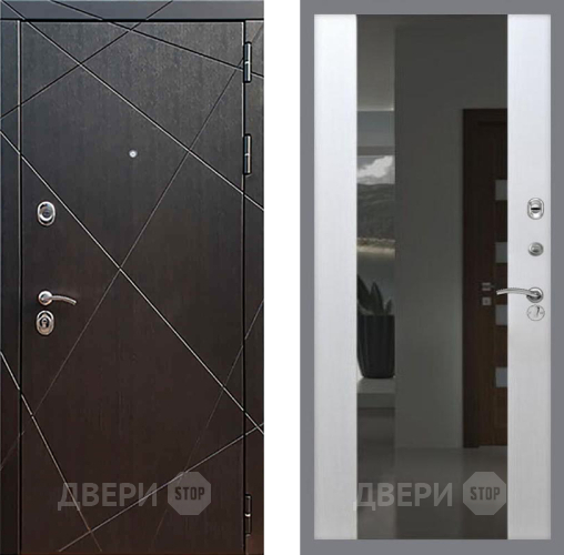 Входная металлическая Дверь Рекс (REX) 13 Венге СБ-16 Зеркало Белый ясень в Пущино