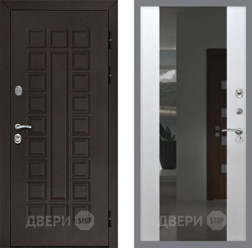 Входная металлическая Дверь Рекс (REX) Сенатор 3К СБ-16 Зеркало Белый ясень в Пущино