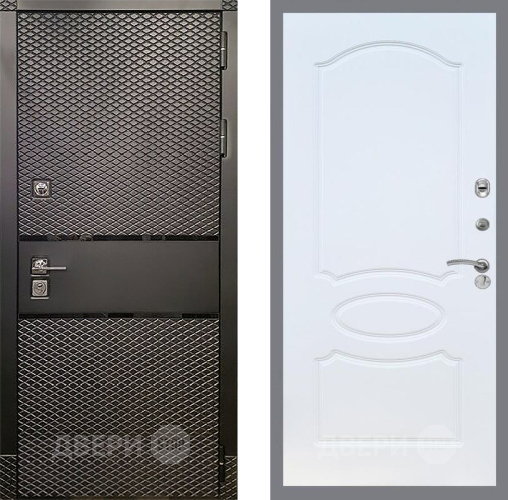 Входная металлическая Дверь Рекс (REX) 15 Черный Кварц FL-128 Белый ясень в Пущино