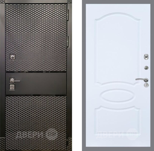 Входная металлическая Дверь Рекс (REX) 15 Черный Кварц FL-128 Силк Сноу в Пущино