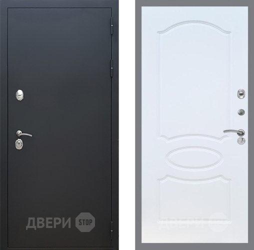 Входная металлическая Дверь Рекс (REX) 5 Черный Муар FL-128 Белый ясень в Пущино