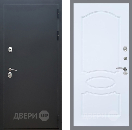 Входная металлическая Дверь Рекс (REX) 5 Черный Муар FL-128 Силк Сноу в Пущино