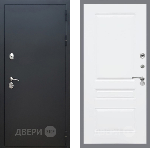 Входная металлическая Дверь Рекс (REX) 5 Черный Муар FL-243 Силк Сноу в Пущино