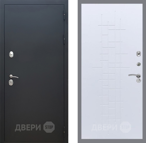 Входная металлическая Дверь Рекс (REX) 5 Черный Муар FL-289 Белый ясень в Пущино