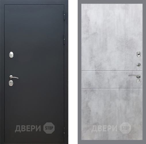 Входная металлическая Дверь Рекс (REX) 5 Черный Муар FL-290 Бетон светлый в Пущино
