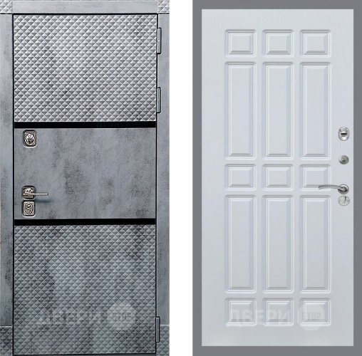 Входная металлическая Дверь Рекс (REX) 15 Бетон Темный FL-33 Белый ясень в Пущино