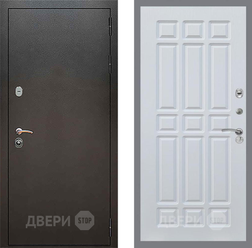 Входная металлическая Дверь Рекс (REX) 5 Серебро Антик FL-33 Белый ясень в Пущино