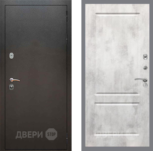 Входная металлическая Дверь Рекс (REX) 5 Серебро Антик FL-117 Бетон светлый в Пущино