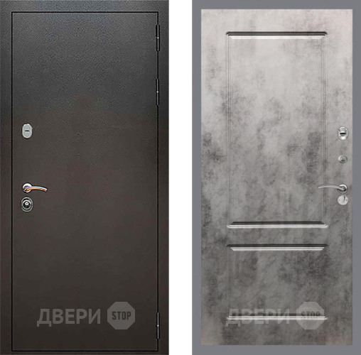 Входная металлическая Дверь Рекс (REX) 5 Серебро Антик FL-117 Бетон темный в Пущино