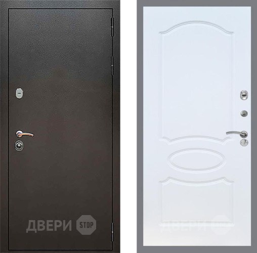 Входная металлическая Дверь Рекс (REX) 5 Серебро Антик FL-128 Белый ясень в Пущино