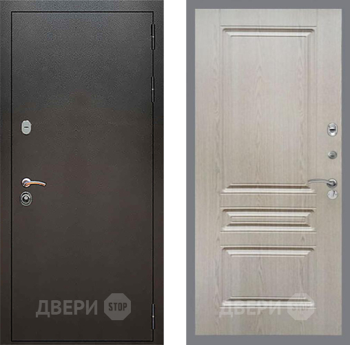 Входная металлическая Дверь Рекс (REX) 5 Серебро Антик FL-243 Беленый дуб в Пущино