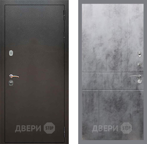 Входная металлическая Дверь Рекс (REX) 5 Серебро Антик FL-290 Бетон темный в Пущино