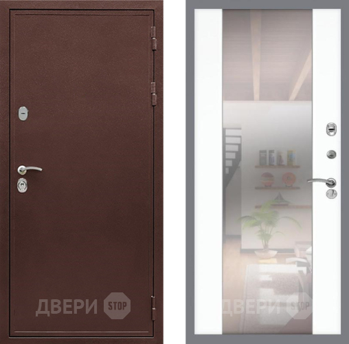 Входная металлическая Дверь Рекс (REX) 5А СБ-16 Зеркало Силк Сноу в Пущино